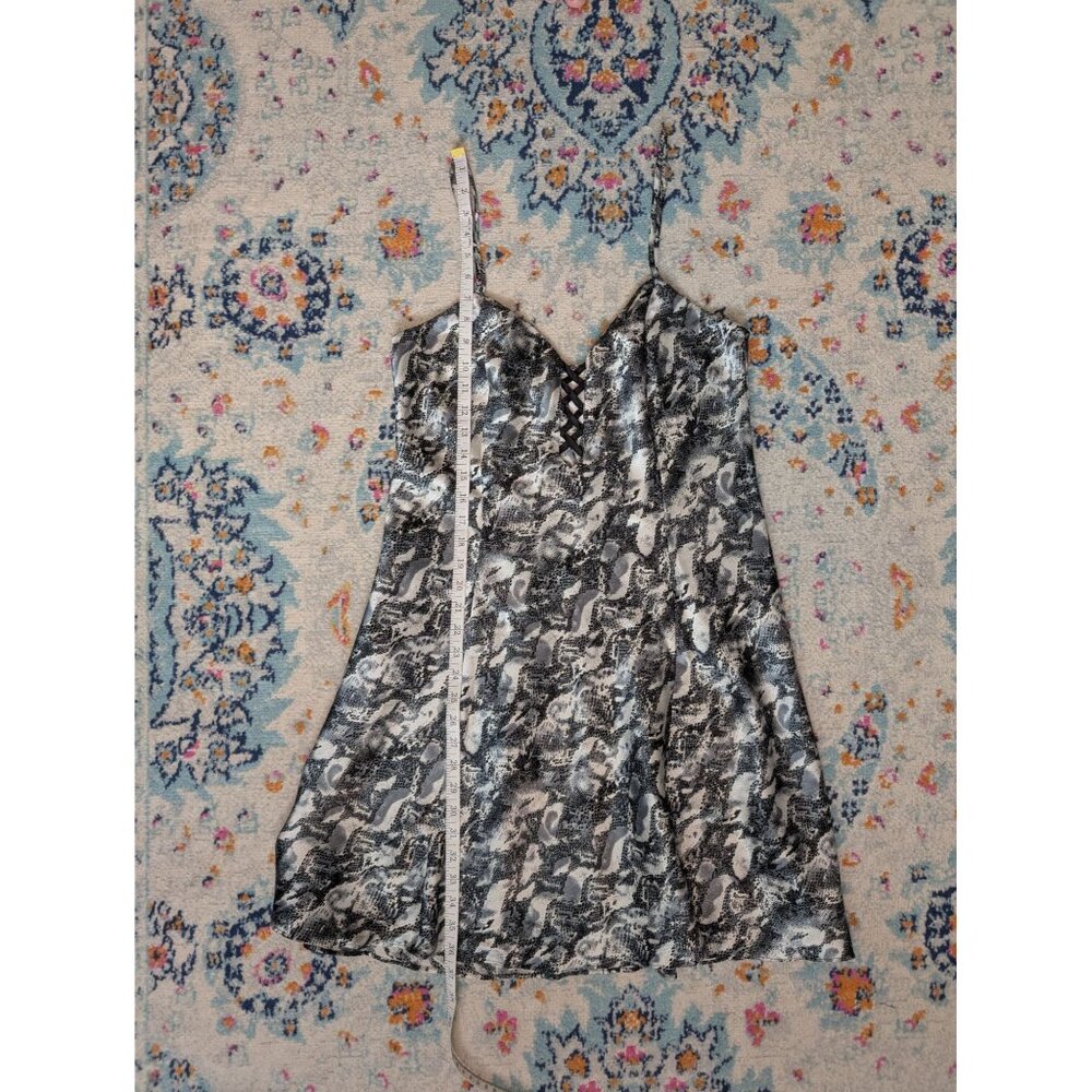 Vintage 90's Mystique Intimates Black & White Snake Print Slip Dress - Size L - Picture 7 of 8